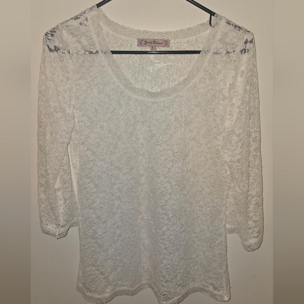 Young Essence Stretch White Lace Top